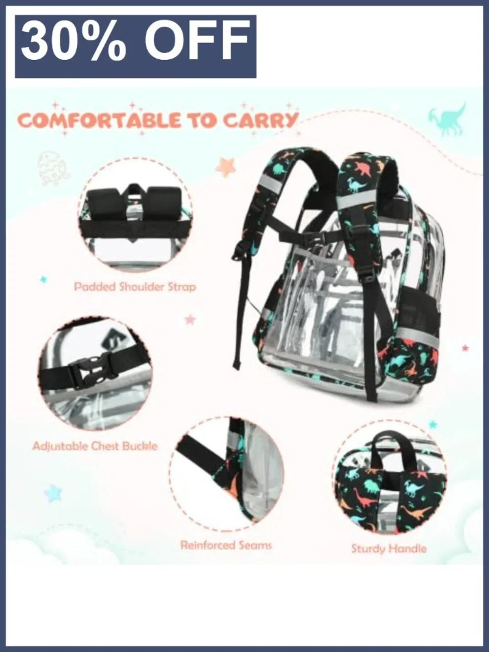 Clear Corduroy Kids Backpack with Lunch Bag and Pencil Case Set